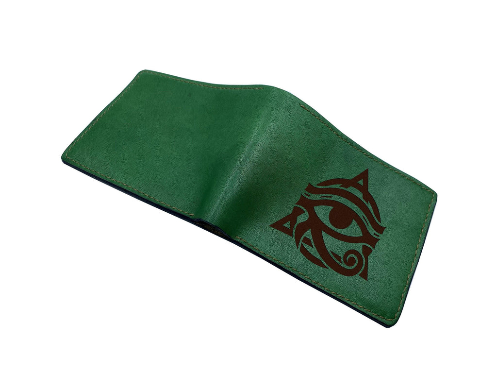 Handmade Leather Wallet: Ancient Egypt Eye of Horus Engraved