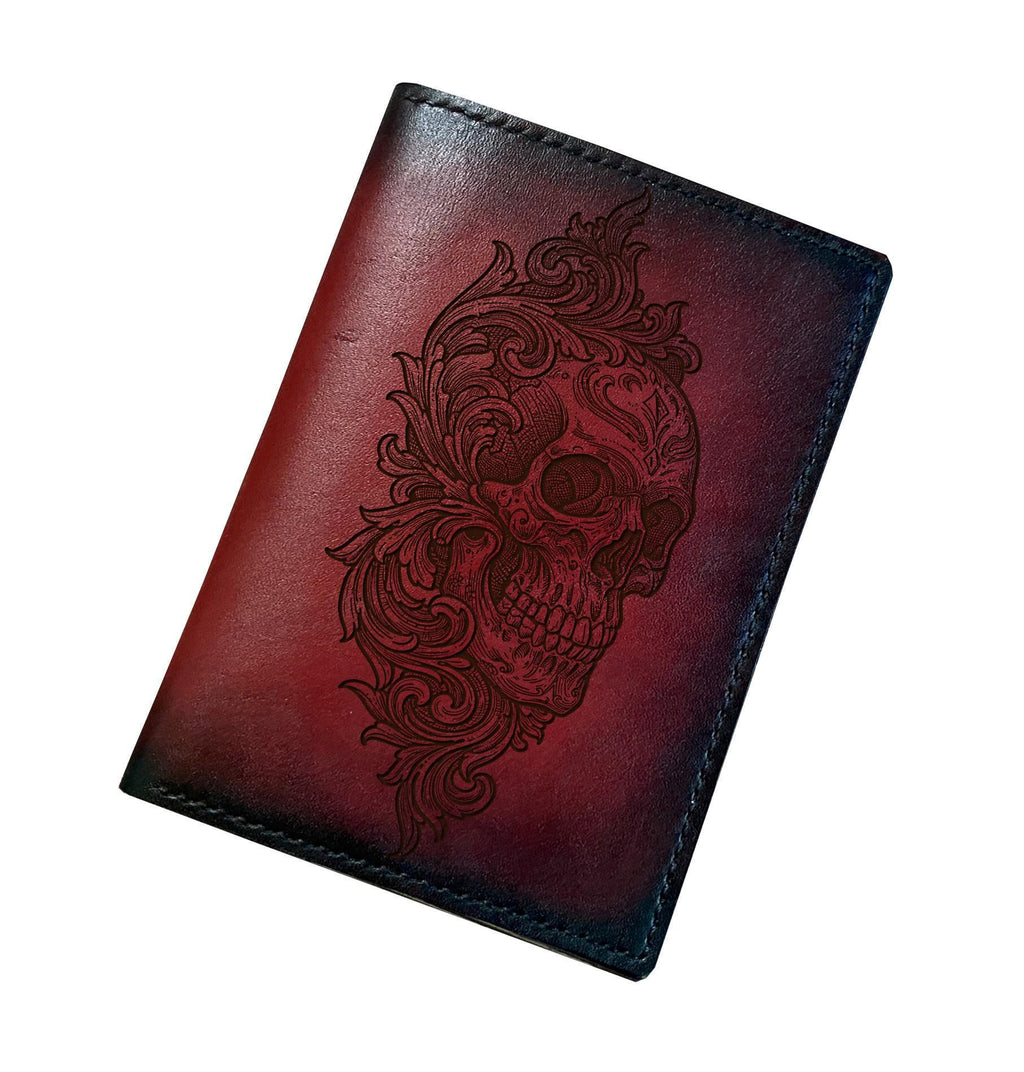 Skull Skeleton Leather Passport Wallet - Custom Engraved Travel Wallet