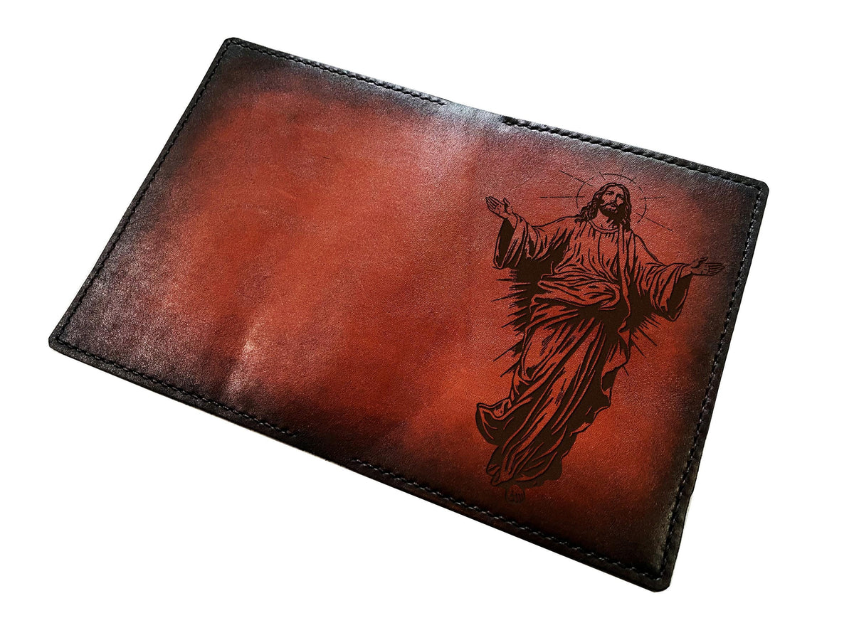 Jesus Leather Wallet: Engraved Christian Gift, Handmade
