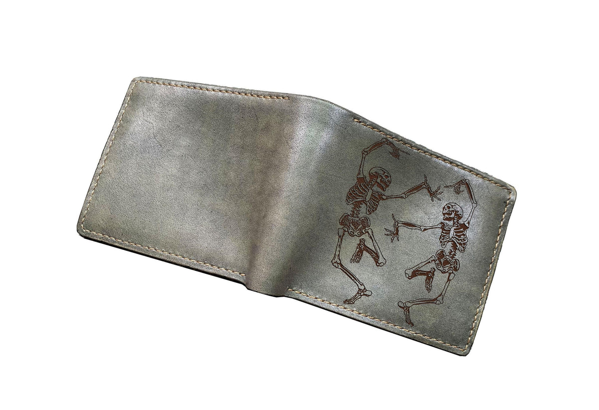 Human Skeleton Leather Wallet: Handmade Veg-Tan Gift