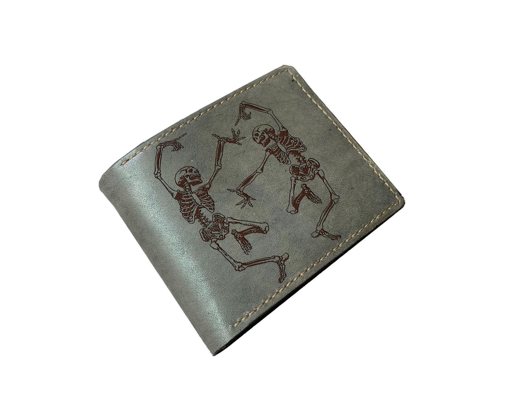 Human Skeleton Leather Wallet: Handmade Veg-Tan Gift