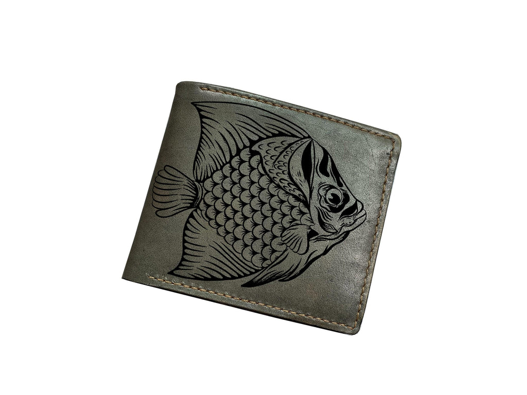 Ray Fish Art Leather Wallet: Personalized Engraved Gift