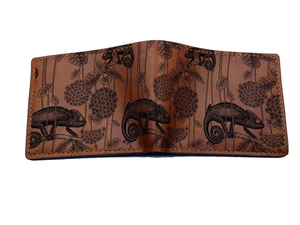Personalized Leather Wallet: Bird & Tree Engraved, Handmade