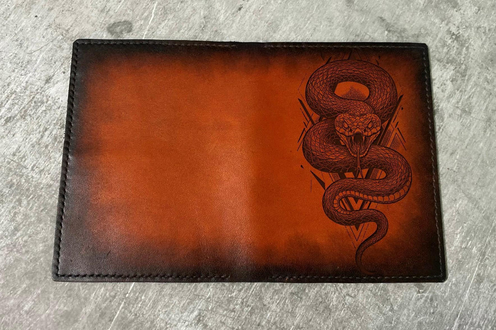 Engraved Snake Leather Passport Wallet: Handmade Travel Case
