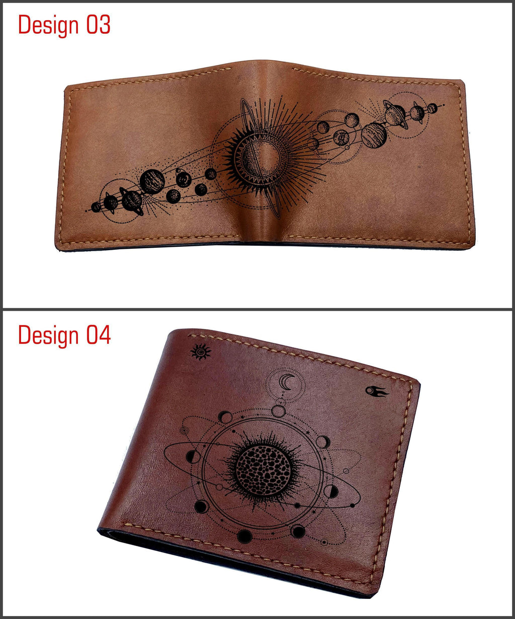 Solar System Leather Wallet, Astronomy Planets Map, Gift for Traveler