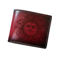 Sun Symbol Leather Wallet, Custom Handmade Wallet