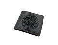 Personalized Tree Icon Leather Wallet, Handmade Cowhide, Engraved Gift for Dad