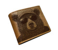 Handmade Leather Bifold Wallet, Bear Sketch, Personalized Gift