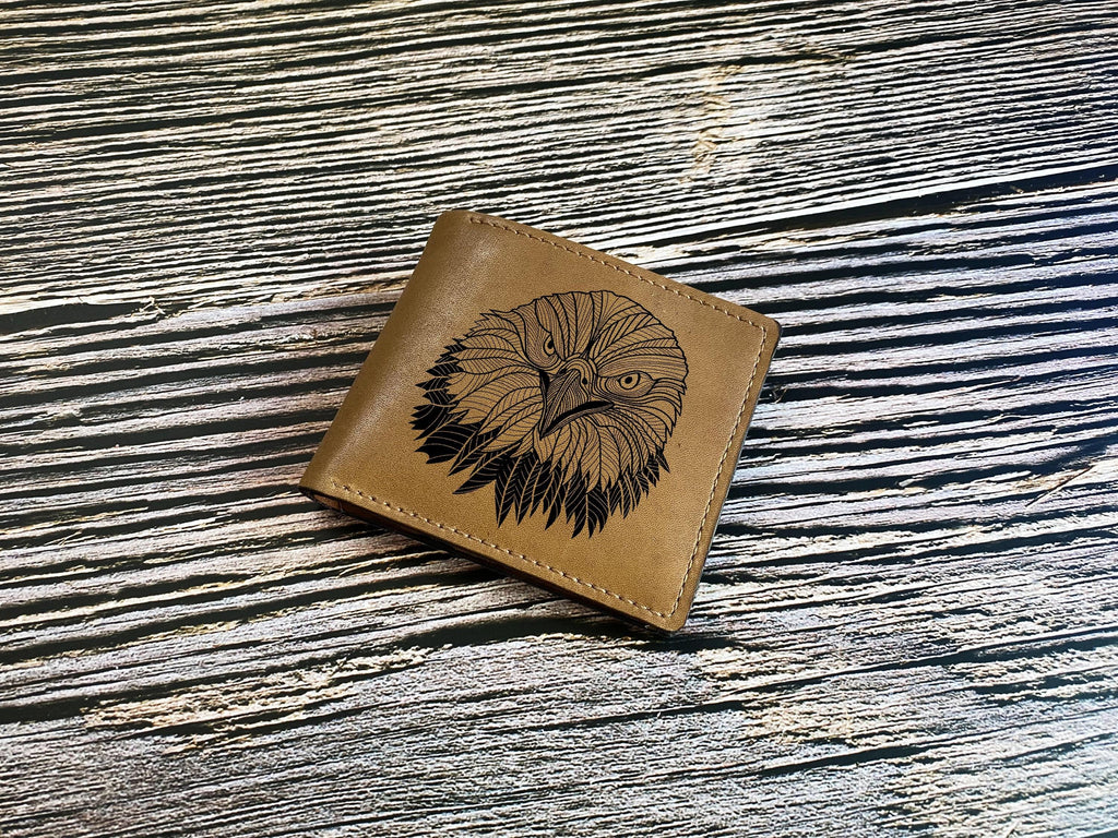 Personalized Leather Wallet, Deer Forest Engraving, Men's Gift, Handmade Cowhide