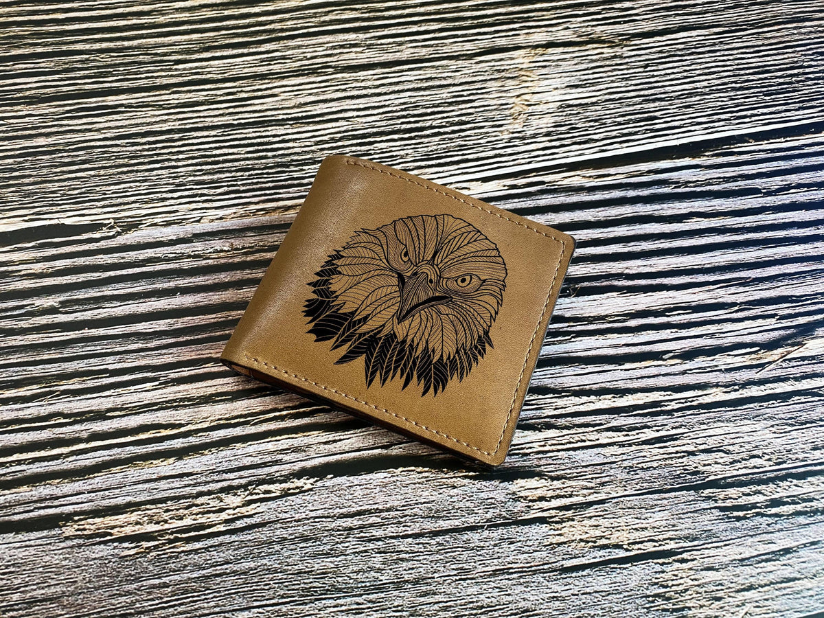 Personalized Leather Wallet, Deer Forest Engraving, Men's Gift, Handmade Cowhide