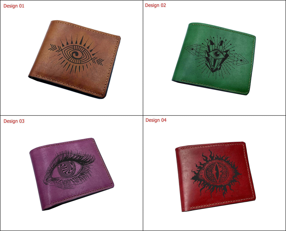 Eye Icon Leather Wallet, Personalized Gift for Him