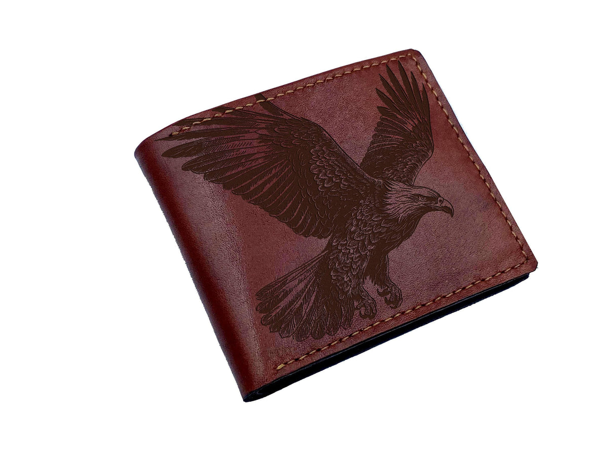 American Eagle Leather Wallet: Handmade Bird Predator Design