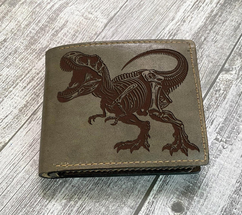 Handmade Leather Dinosaur Wallet, T-Rex Gift for Men