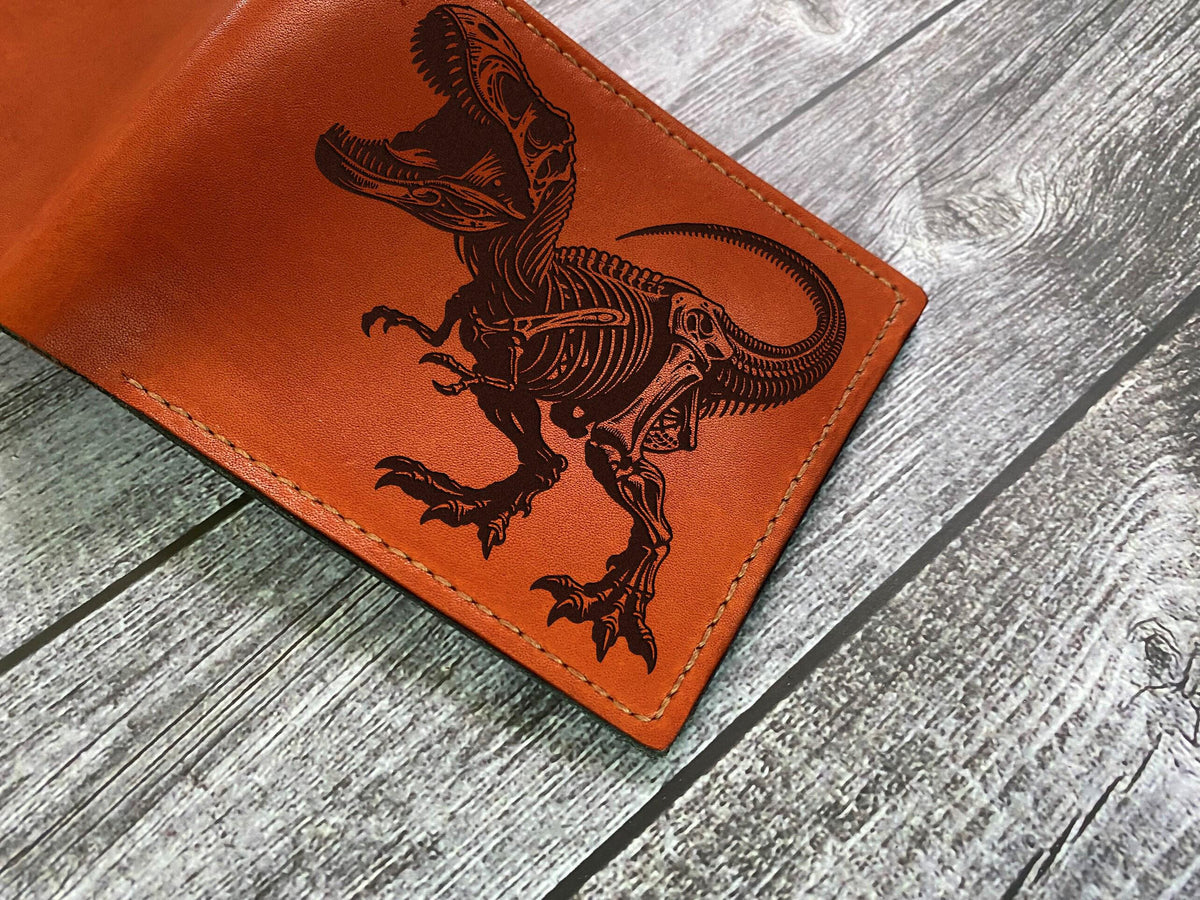 Handmade Leather Dinosaur Wallet, T-Rex Gift for Men