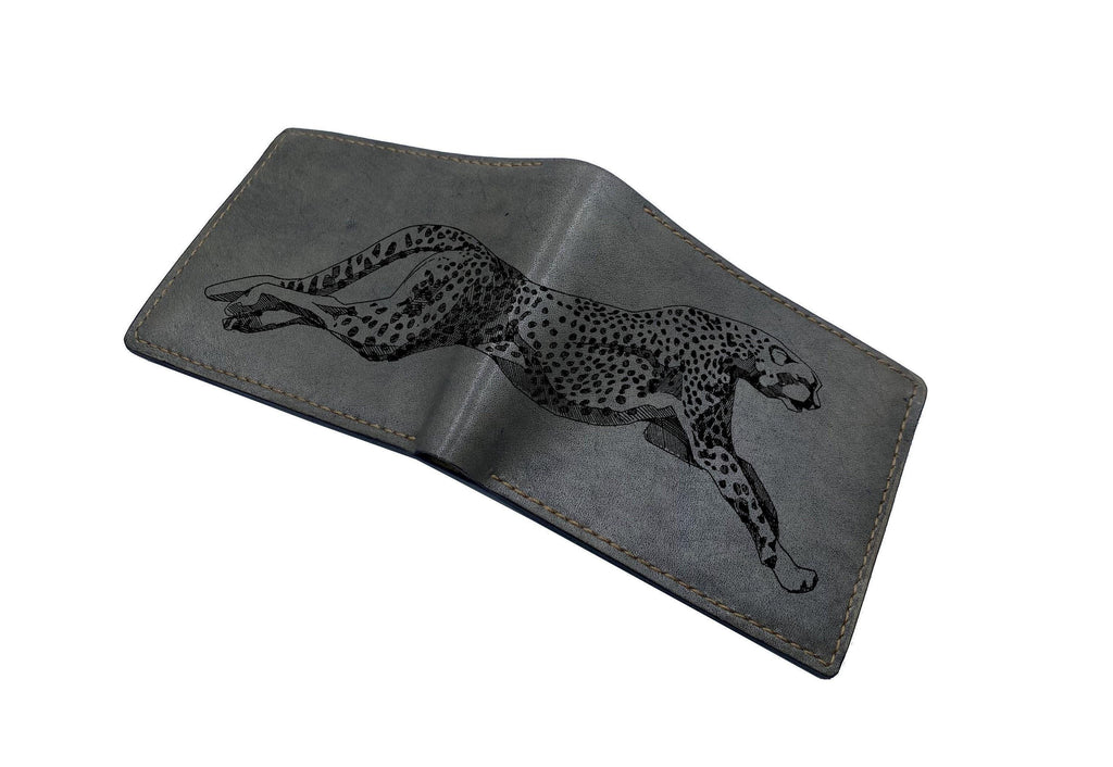 Engraved Jaguar Leather Wallet, Personalized Gift for Him