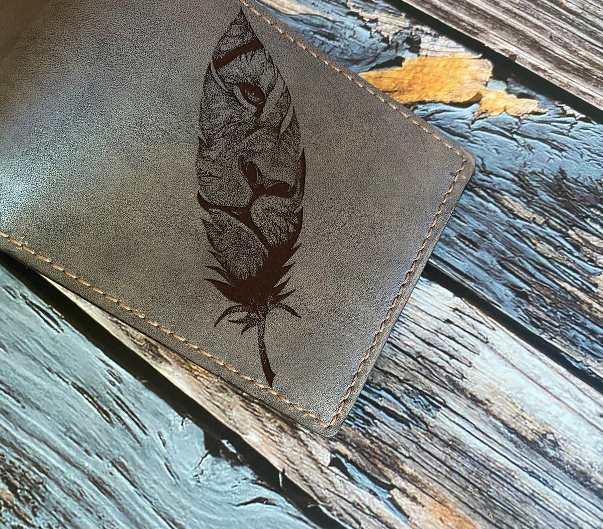 Lion Leather Bifold Wallet: Handmade Veg-Tan, RFID Blocking