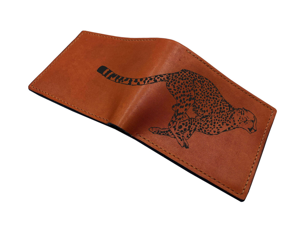 Engraved Jaguar Leather Wallet, Personalized Gift for Him