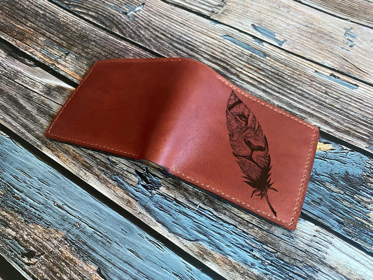 Lion Leather Bifold Wallet: Handmade Veg-Tan, RFID Blocking