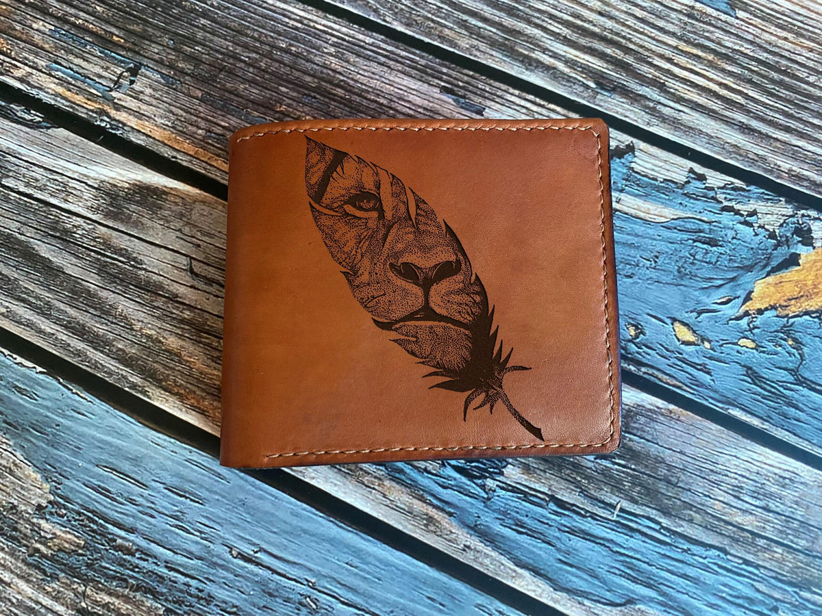 Lion Leather Bifold Wallet: Handmade Veg-Tan, RFID Blocking