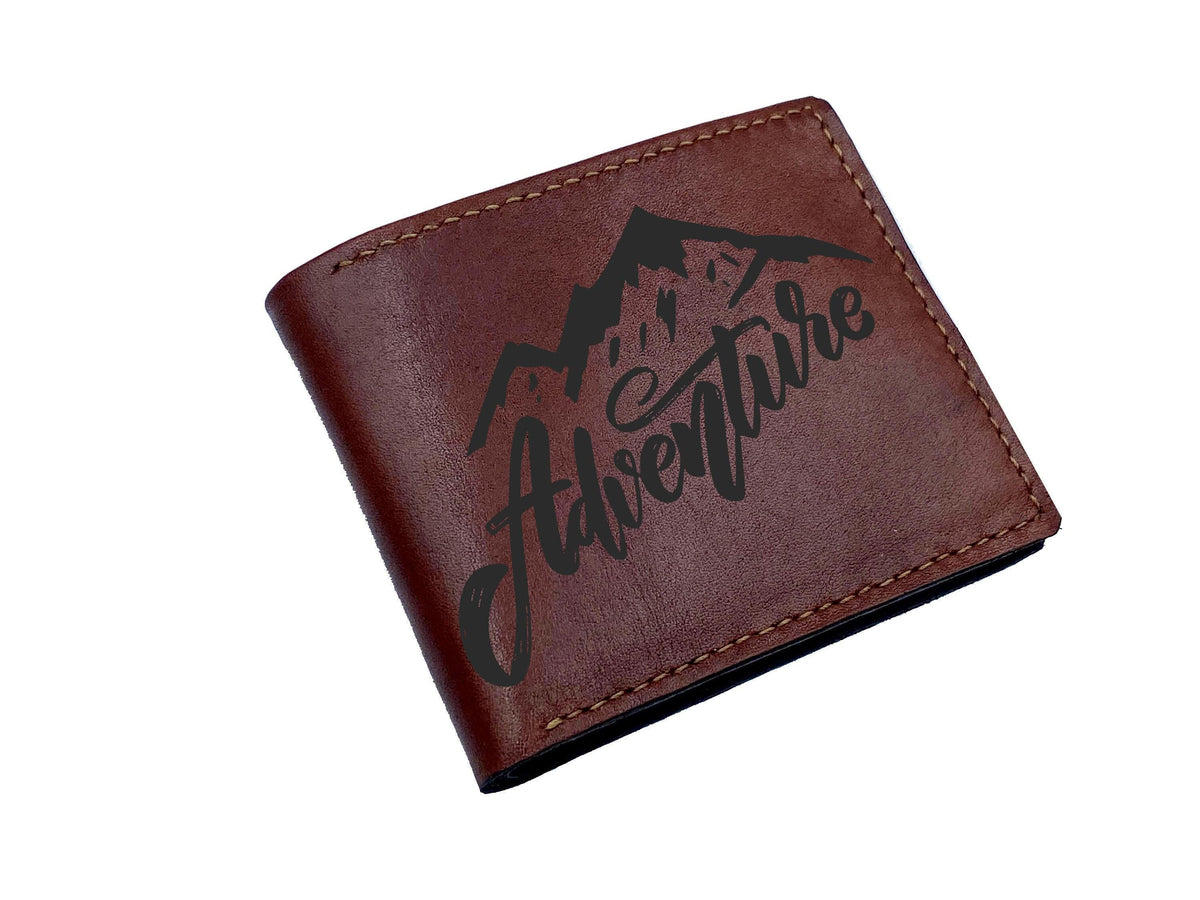 Wanderlust Compass Leather Wallet, Traveling Gift