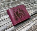 Deer Forest Leather Wallet: Engraved Genuine Leather, Hunting Gift