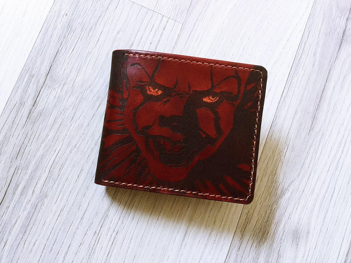 Personalized Pennywise Leather Bifold Wallet, Horror Movie Gift