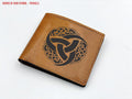 Personalized Leather Bifold Wallet: Viking Celtic Horns of Odin Symbol