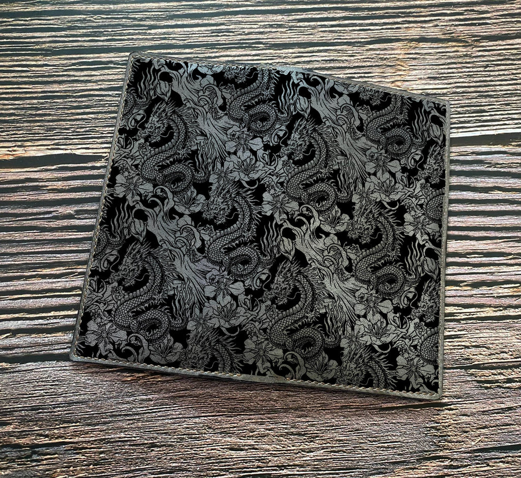 Eastern Dragon Leather Wallet: Handmade Bifold, Japan Pattern
