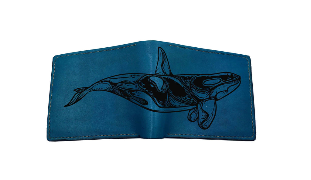 Handmade Leather Whale Wallet, Animal Art Gift for Him