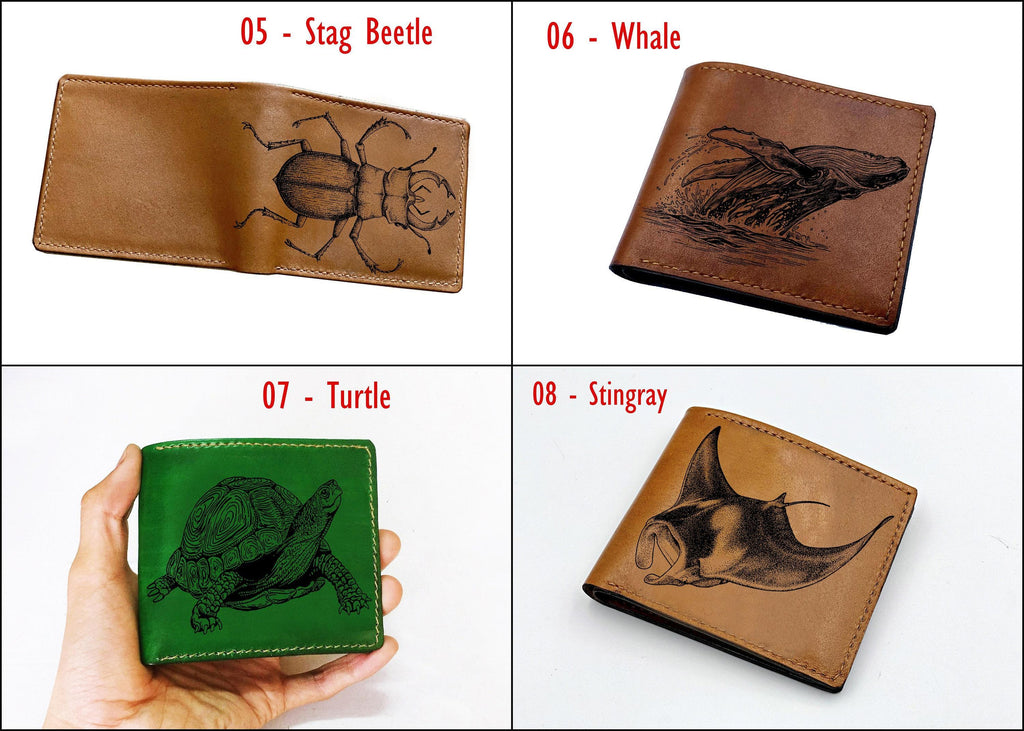 Whale Leather Wallet, Handmade RFID Blocking Wallet, Animal Art