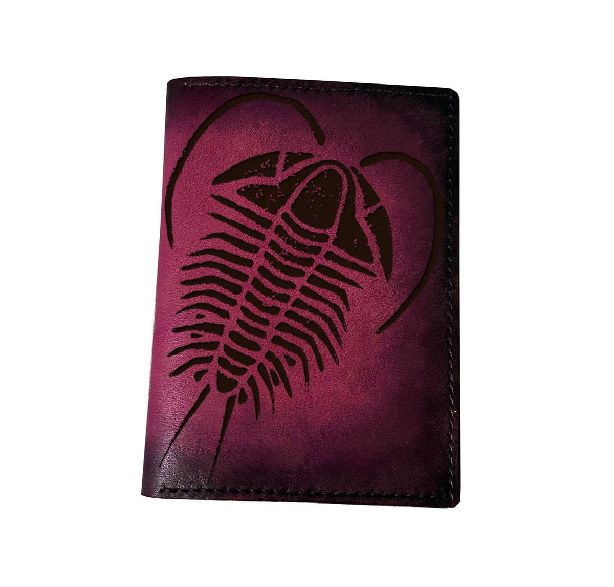 Genuine Leather Wallet with Trilobite Fossil Engraving – Handmade Bifold Card Holder