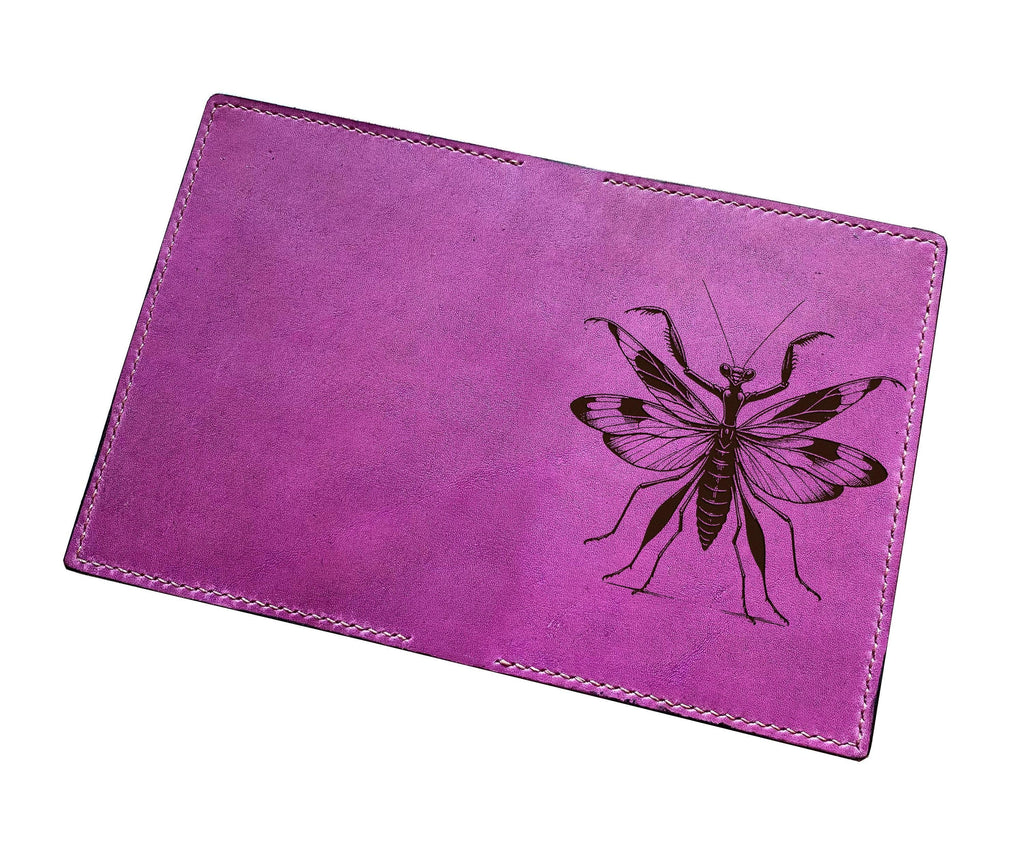 Mantis engrave genuine leather wallet, insect lover gift ideas, customized wallet for him