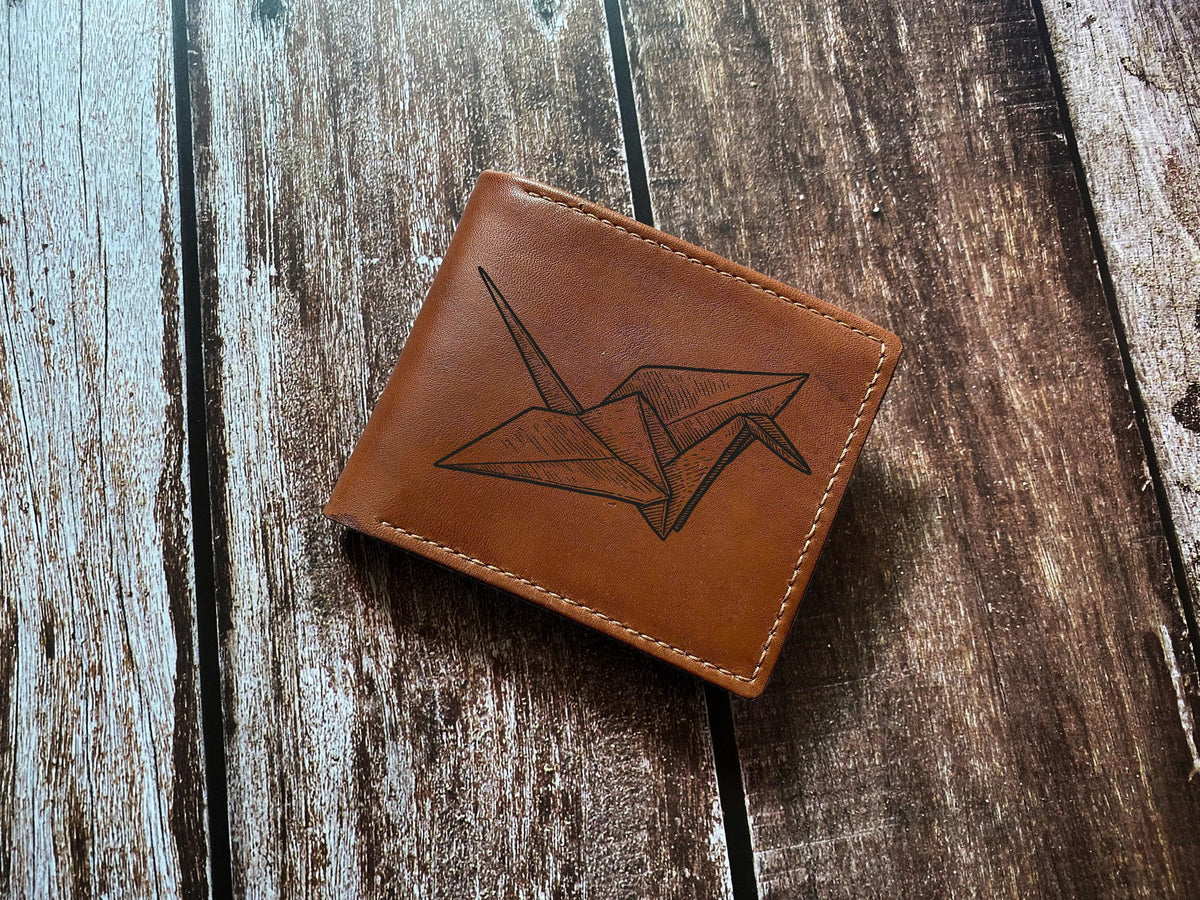 Origami Dragon Leather Wallet, Handmade Japan Art, Anniversary Gift