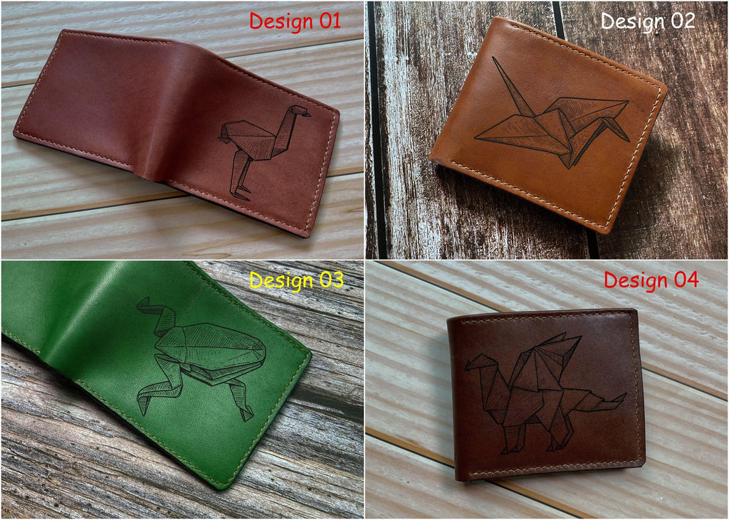 Origami Dragon Leather Wallet, Handmade Japan Art, Anniversary Gift