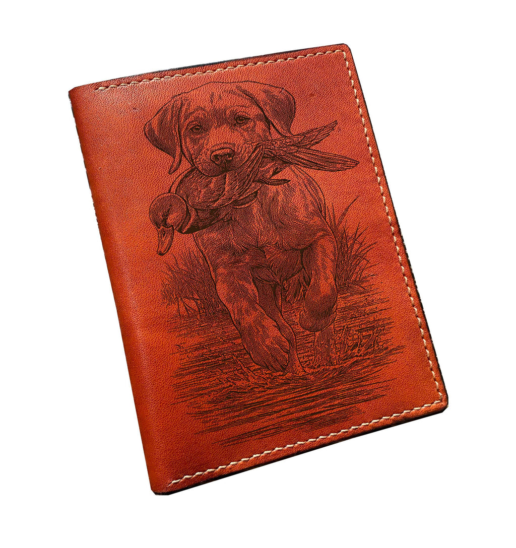 Handmade Leather Hunting Dog Wallet, Custom Engraved Gift