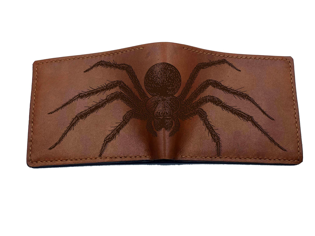 Spider Sketch Leather Wallet: Insect Lover Gift
