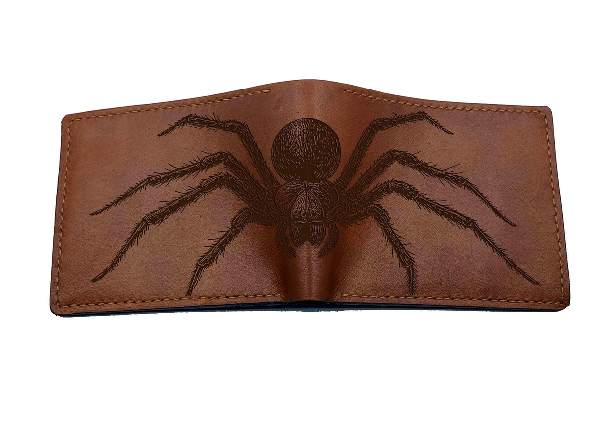 Spider Sketch Leather Wallet: Insect Lover Gift
