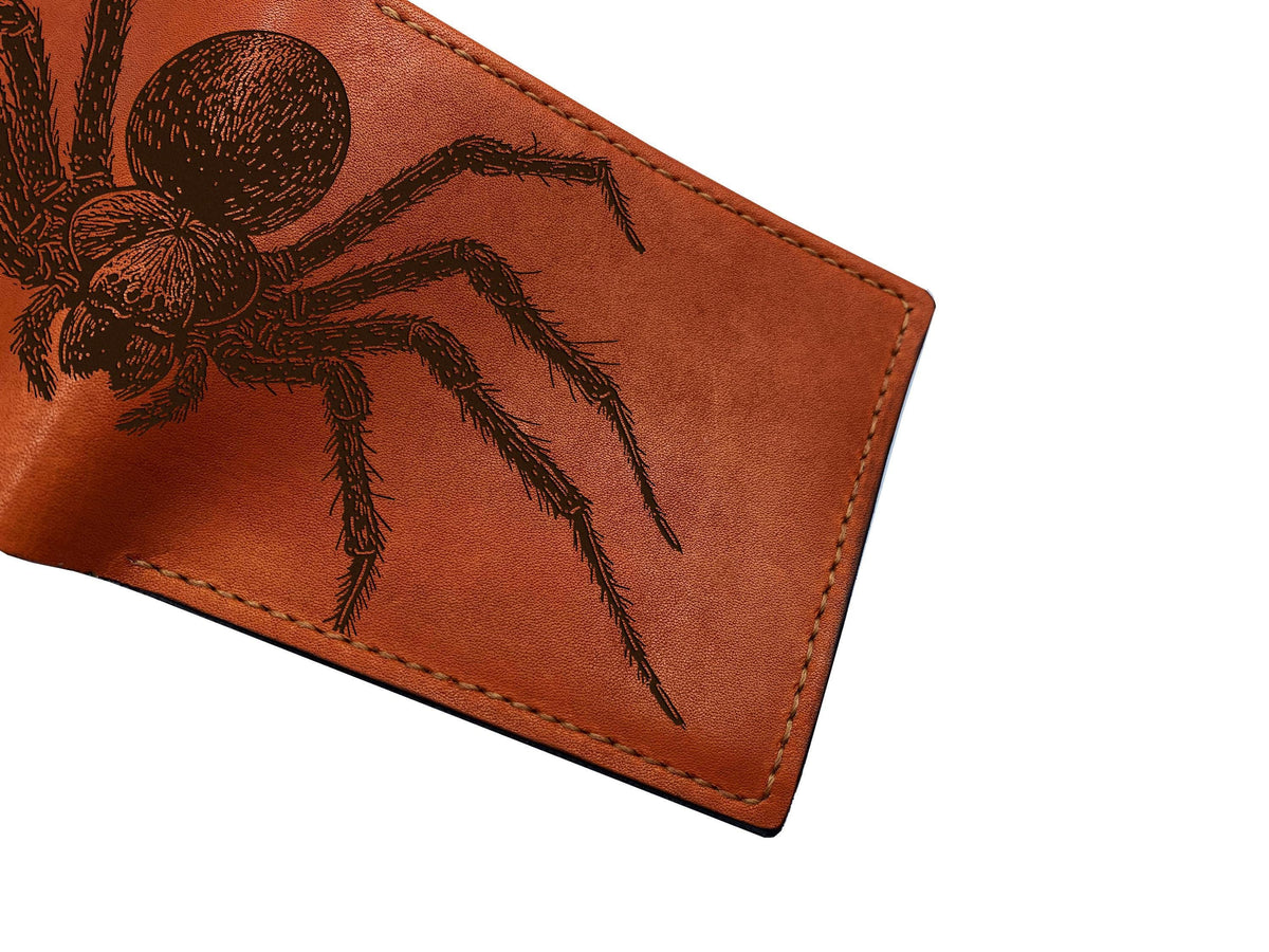 Spider Sketch Leather Wallet: Insect Lover Gift
