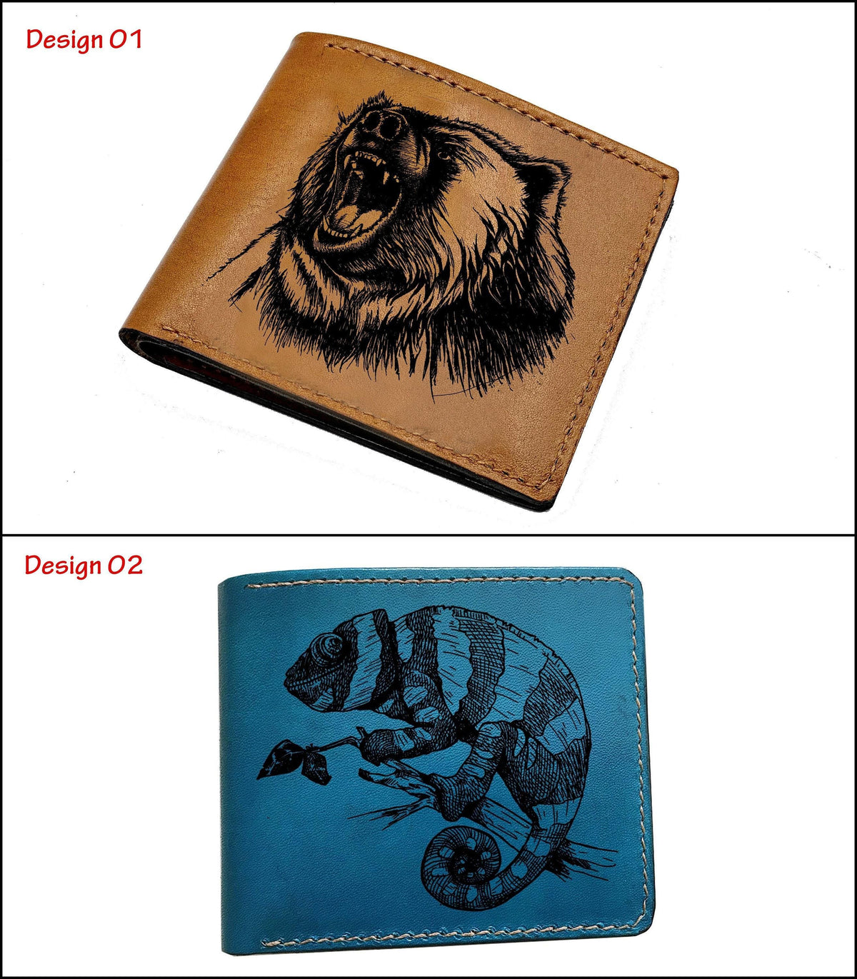 Goldfish Drawing Leather Wallet: Personalized Animal Pattern Wallet