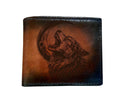 Personalized Wolf Engraved Leather Wallet - Handmade