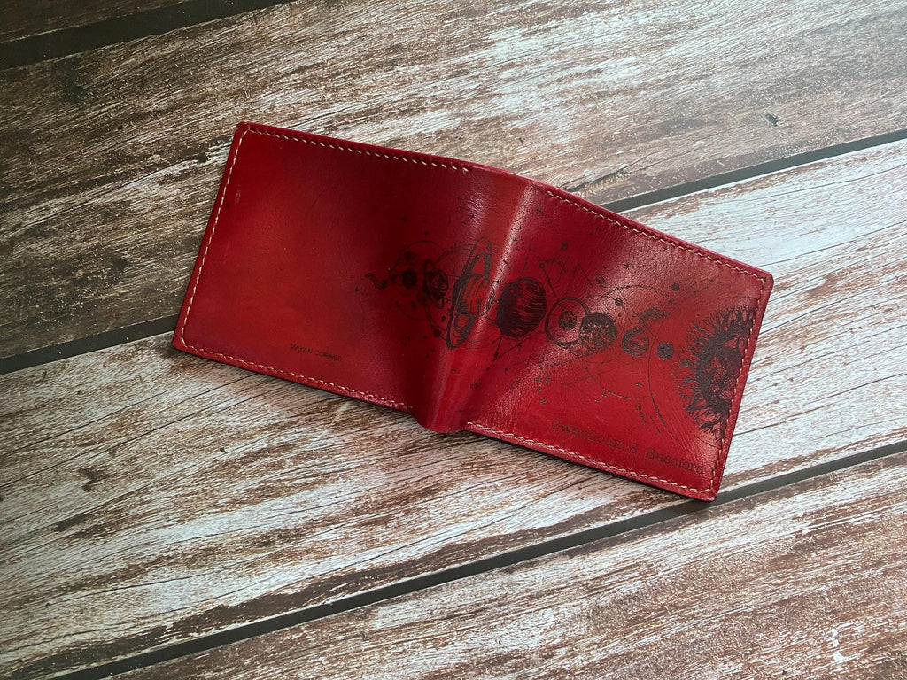 Solar System Leather Wallet: Personalized Astronomy Gift