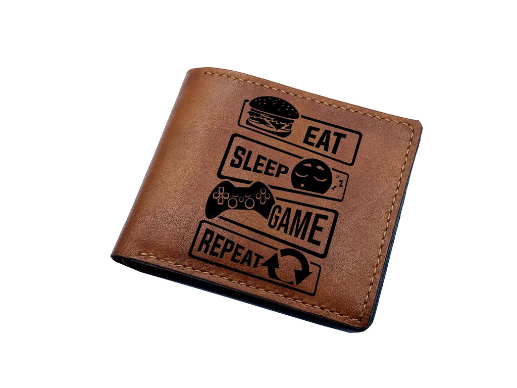 Personalized Leather Gamer Wallet: Engraved RFID Blocking Gift