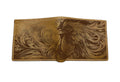 Chicken Floral Leather Wallet: Handmade Farm Animal Art, Custom Engraved