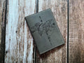 Personalized Leather Passport Wallet: Engraved Compass World Map