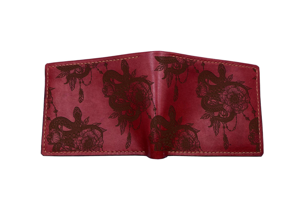 Snake Pattern Leather Wallet: Handmade Cowhide, Custom Engraved