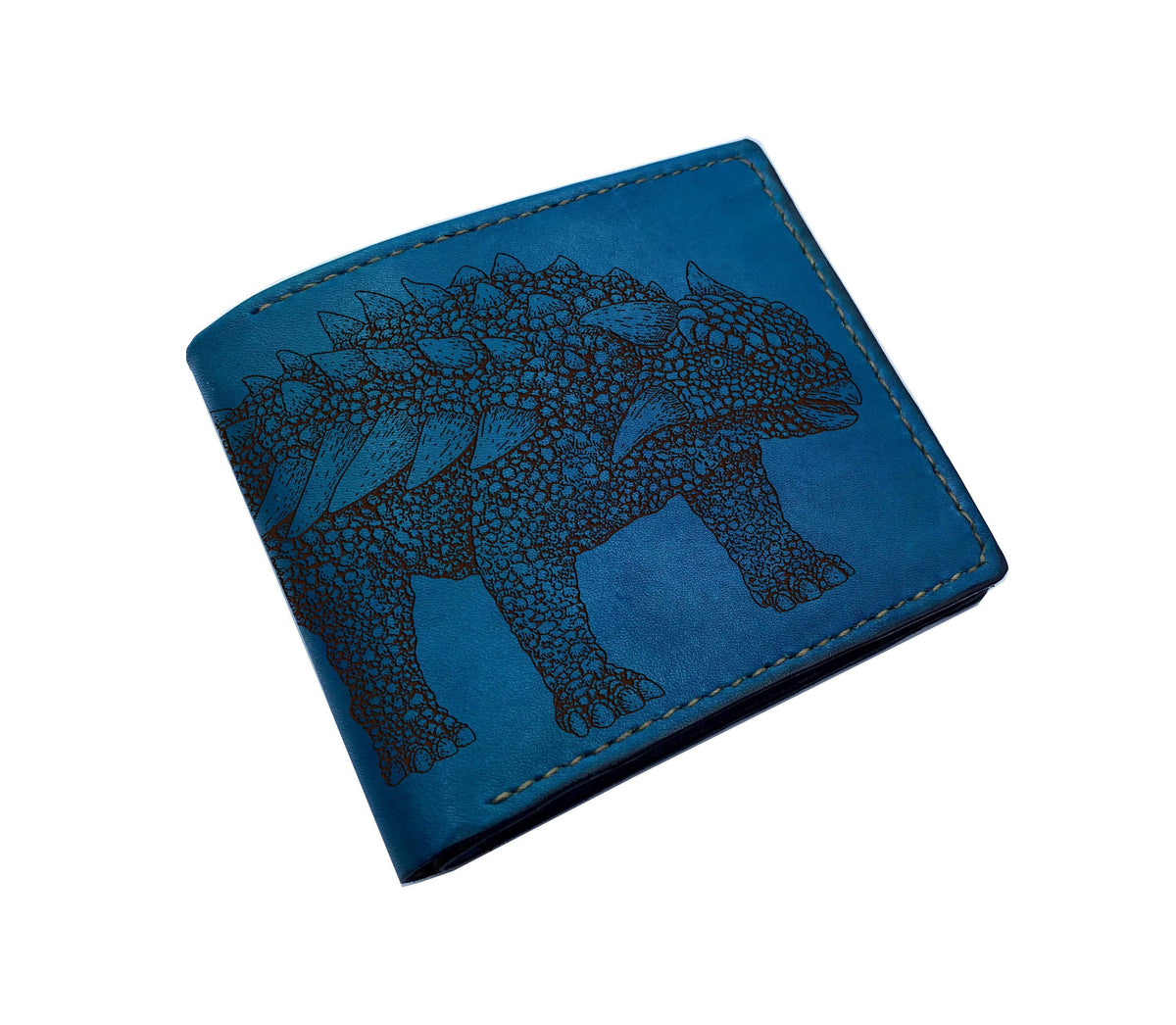 Engraved Ankylosaurus Leather Wallet: Jurassic Dinosaur Gift