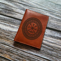 Custom Norse Runes Leather Passport Wallet: Viking Compass Gift