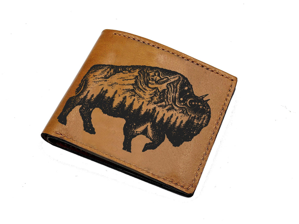 Custom Dinosaur Engraved Leather Wallet - Tattoo Style Handmade Wallet