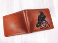 Personalized Leather Wallet: Norse Raven & Celtic Symbol, Handmade