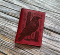 Raven Leather Passport Wallet: Handmade Norse Runes Travel Case
